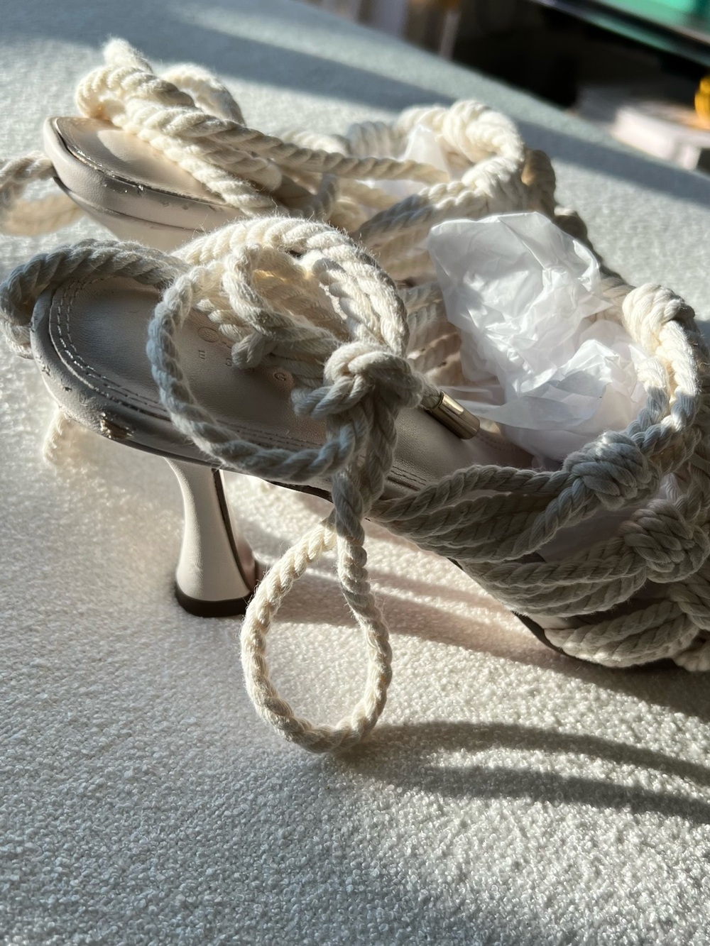 ASOS Handwoven Rope Lace-Up Sandals - Cream - Picture 6 of 13
